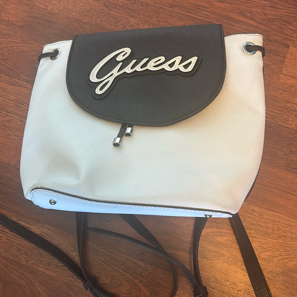 Black and white guess backpack